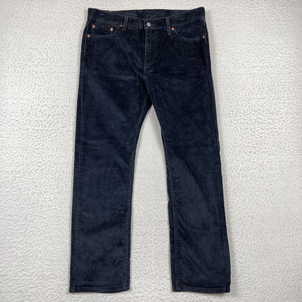 Levis 513 Corduroy Jeans Mens 33x30 Navy Blue Slim Straight Workwear